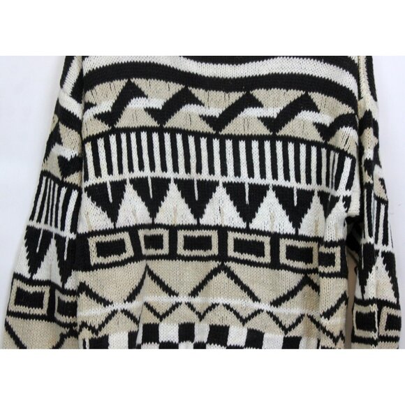 VG 90s D.D. Sloane Sweater Cardigan sz S Black White Fashion Warm Hand Knit - Picture 7 of 10